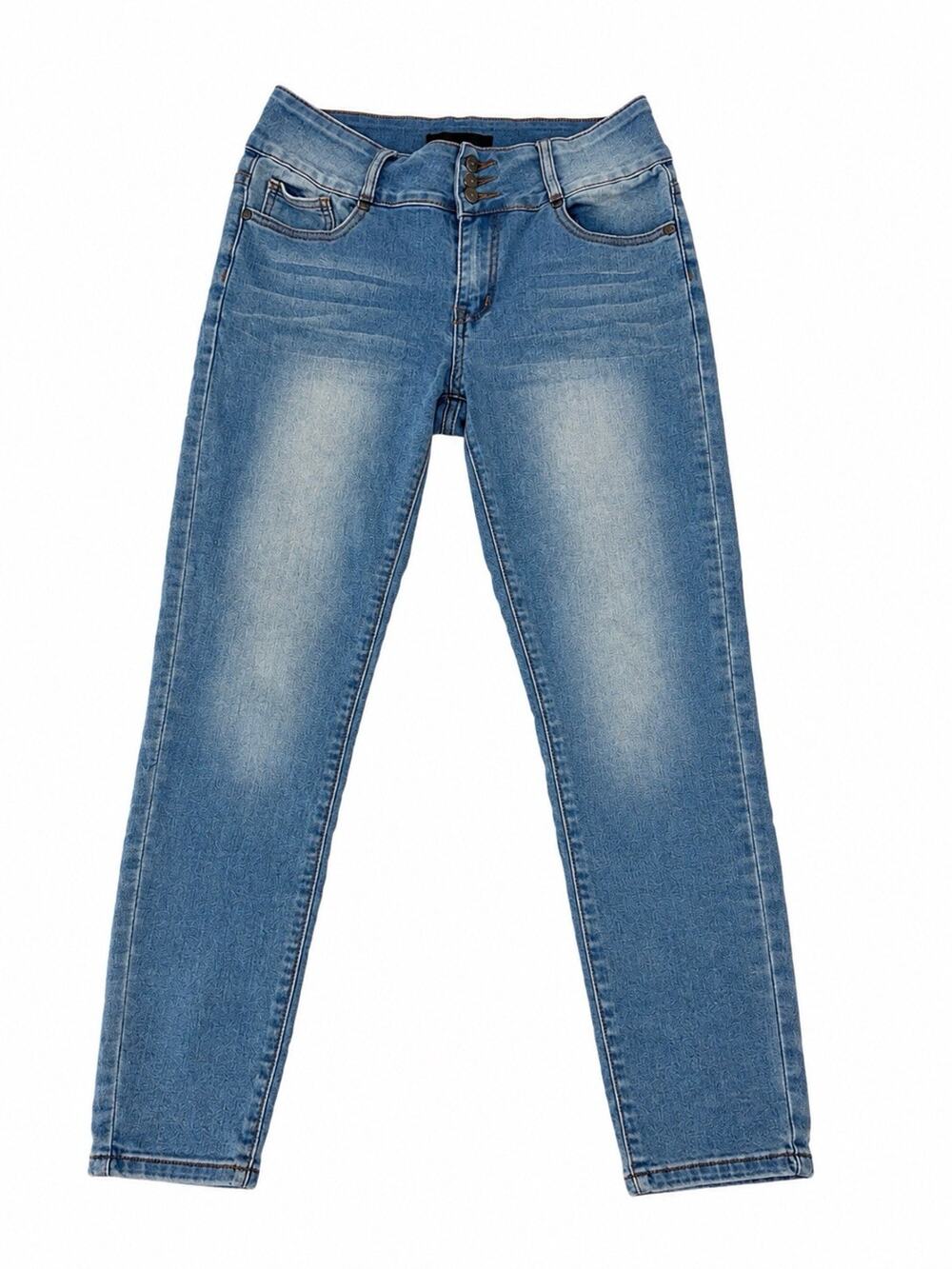 Between Us Women’s Size 8 Blue Wash Skinny Jeans Triple Button Stretch Denim